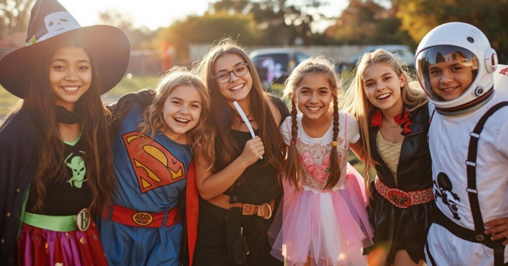 kids with Halloween Costumes with Braces